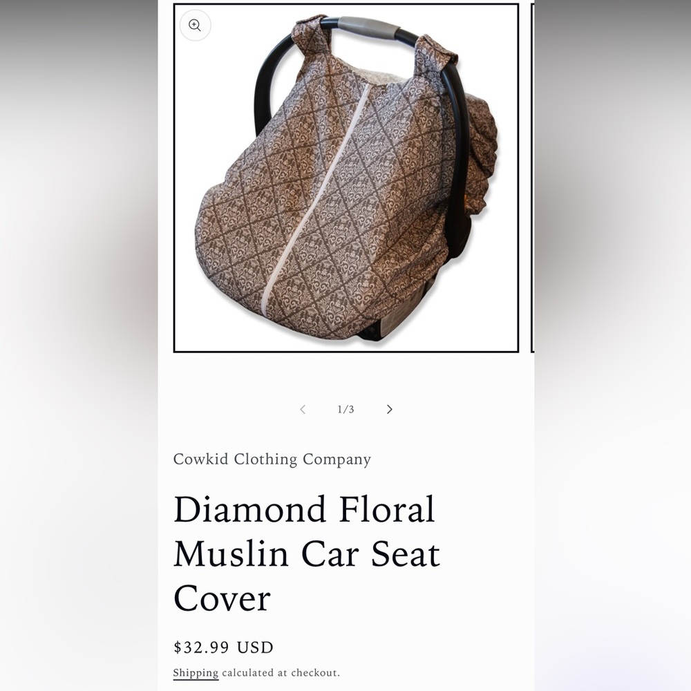 Kids Car Seat Cover - Elegant Gray Pattern